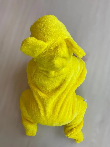 Wellsoft Peluş Unisex Fermuarlı Patikli Kışlık Bebek Uyku Tulumu Çocuk Tulumu Çocuk Kostümü - SARI