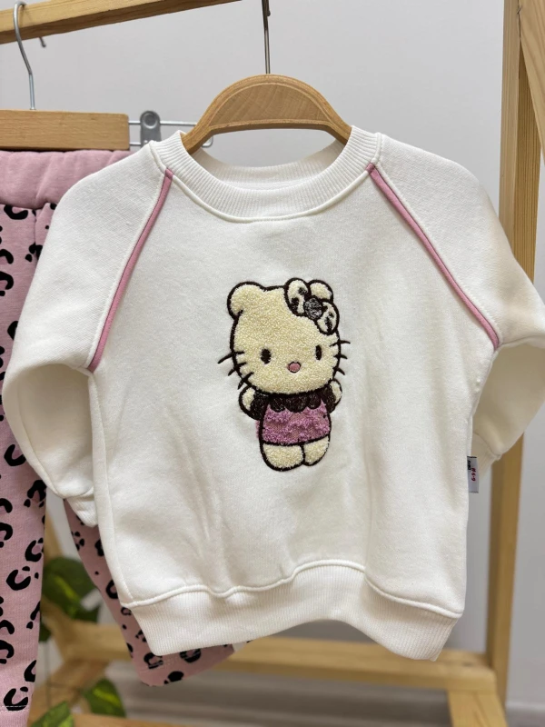 Hello Kitty Fiyonklu 3 İp Şardonlu Kışlık Kız Bebek Takım - GÜLKURUSU