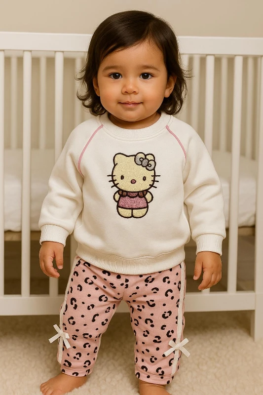 Hello Kitty Fiyonklu 3 İp Şardonlu Kışlık Kız Bebek Takım - GÜLKURUSU