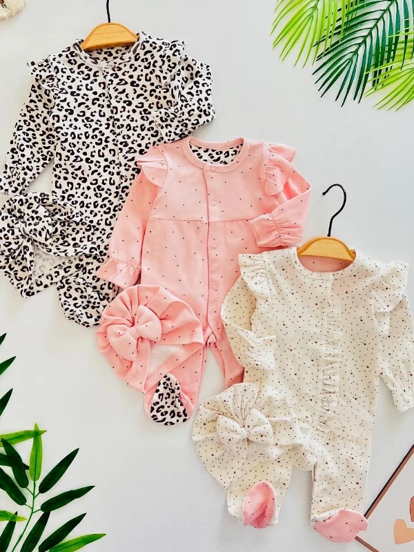 Leogirl %100 Pamuk 3 Bandana 3 Tulum Set Organik Tulum Set - RENKLİ