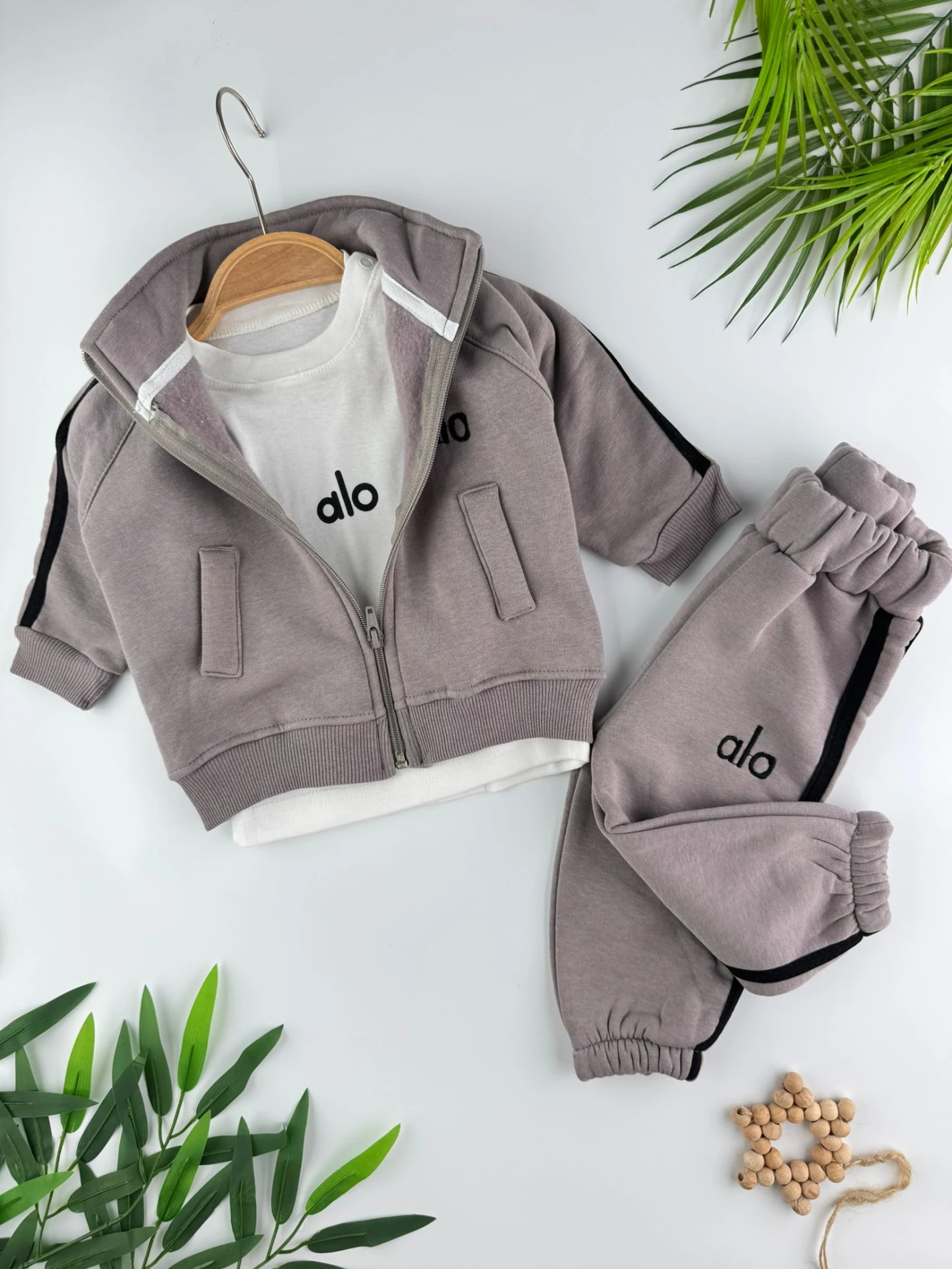 Alo 3 İp İçi Şardonlu 3’lü Kışlık Erkek Bebek Spor Takım - VİZON