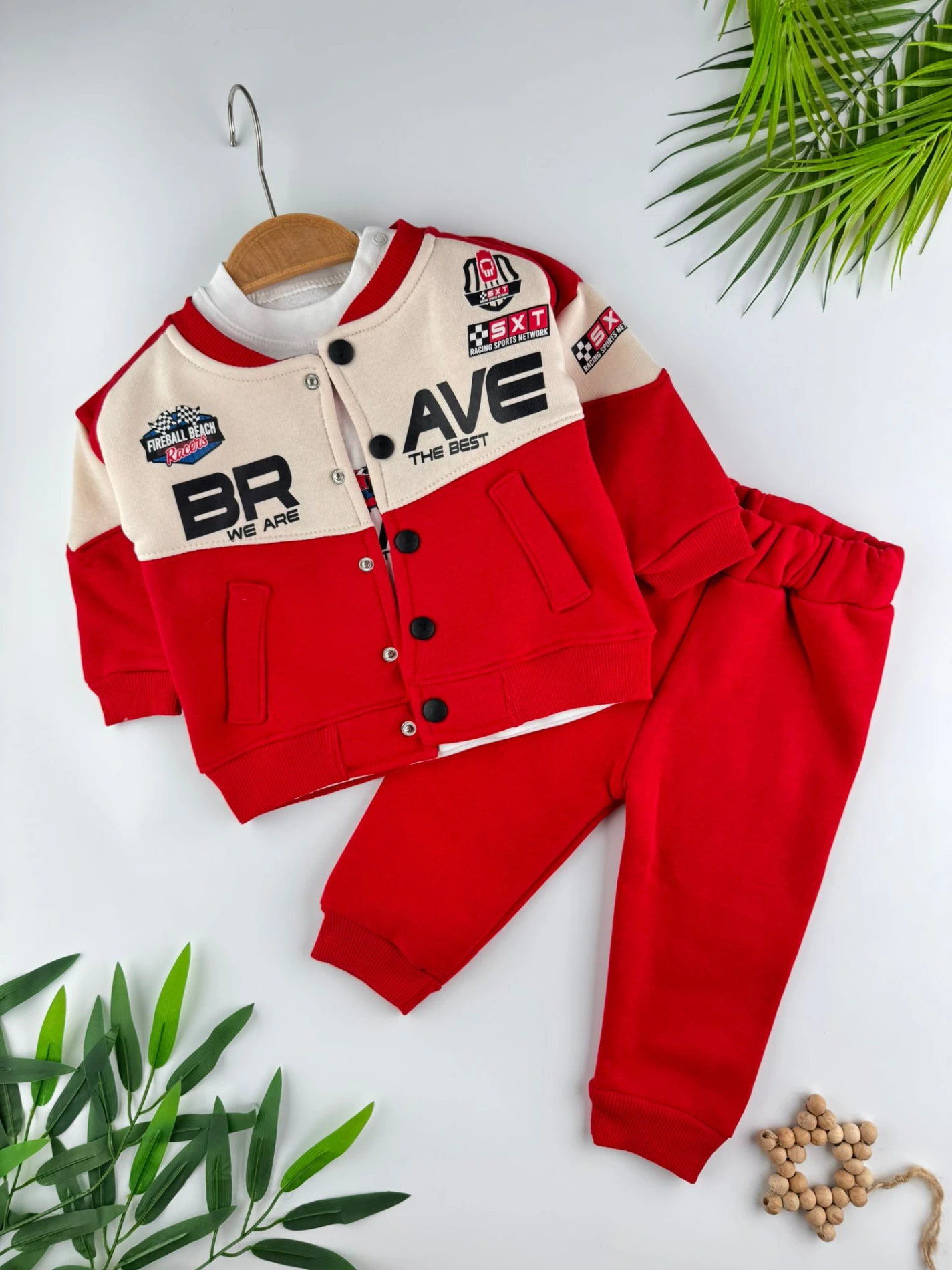 Brave Yarışçı 3 İp İçi Şardonlu 3’lü Kışlık Erkek Bebek Spor Takım - KIRMIZI