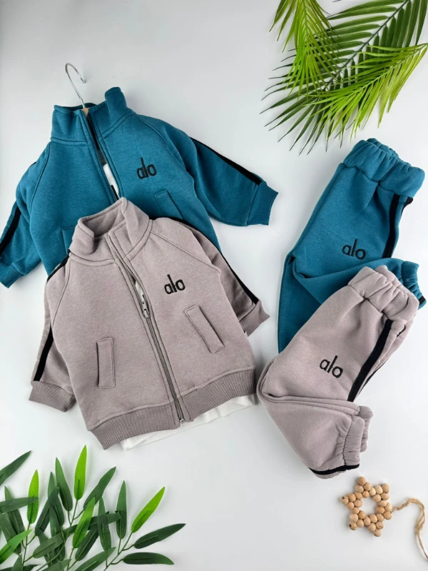 Alo 3 İp İçi Şardonlu 3’lü Kışlık Erkek Bebek Spor Takım - TURKUAZ