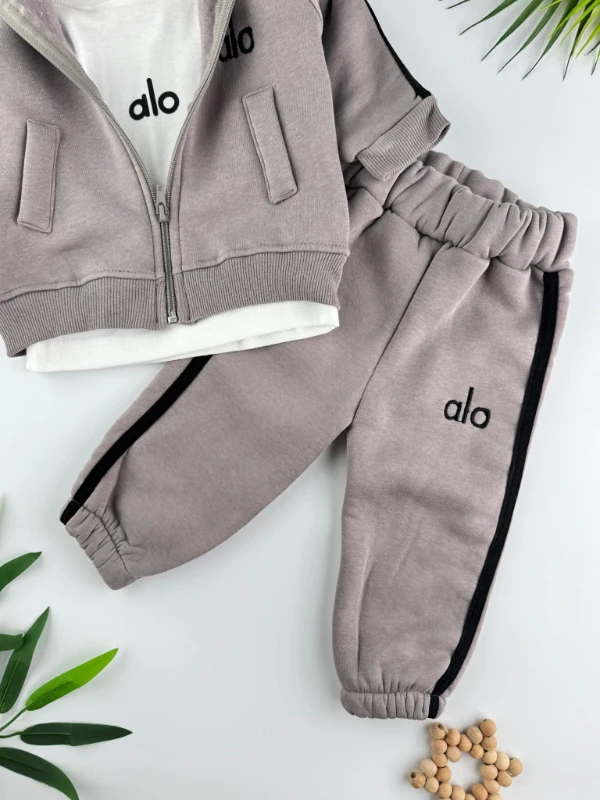 Alo 3 İp İçi Şardonlu 3’lü Kışlık Erkek Bebek Spor Takım - VİZON