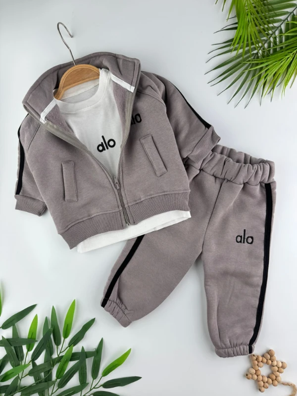 Alo 3 İp İçi Şardonlu 3’lü Kışlık Erkek Bebek Spor Takım - VİZON