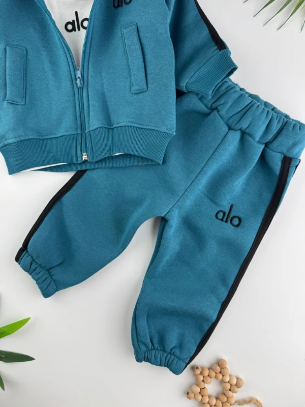 Alo 3 İp İçi Şardonlu 3’lü Kışlık Erkek Bebek Spor Takım - TURKUAZ