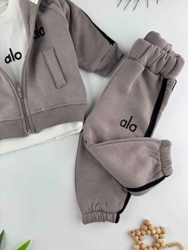 Alo 3 İp İçi Şardonlu 3’lü Kışlık Erkek Bebek Spor Takım - VİZON