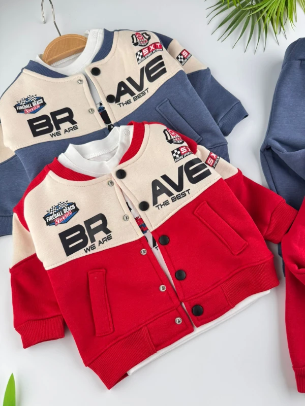 Brave Yarışçı 3 İp İçi Şardonlu 3’lü Kışlık Erkek Bebek Spor Takım - KIRMIZI