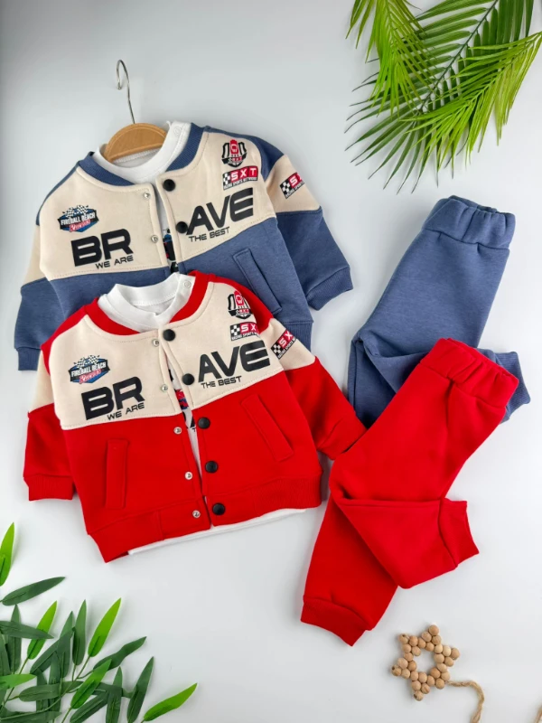 Brave Yarışçı 3 İp İçi Şardonlu 3’lü Kışlık Erkek Bebek Spor Takım - MAVİ