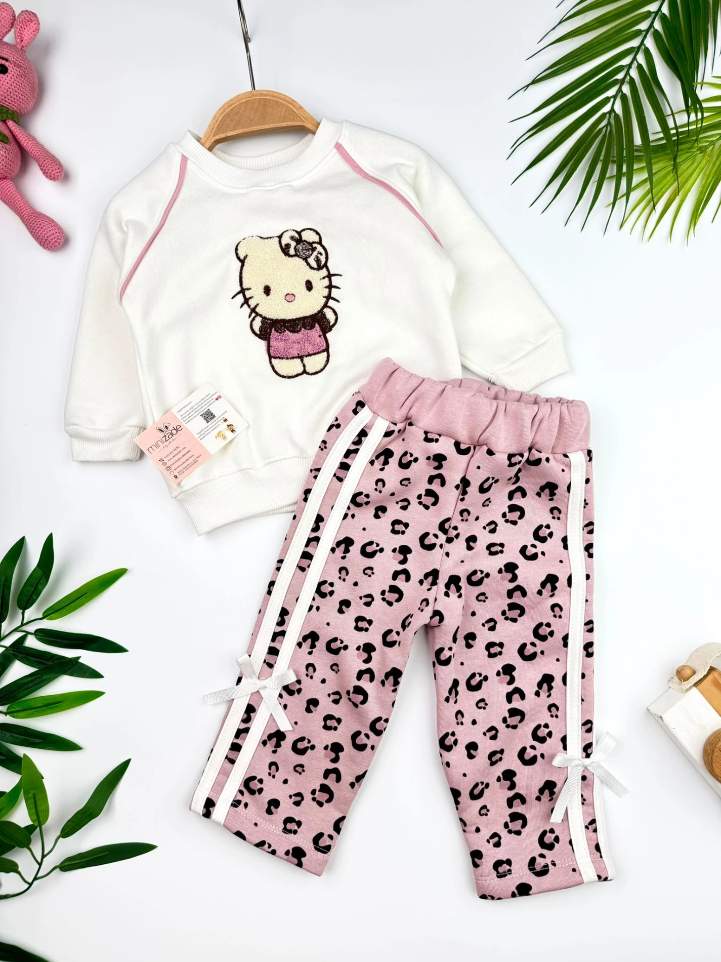 Hello Kitty Fiyonklu 3 İp Şardonlu Kışlık Kız Bebek Takım - GÜLKURUSU