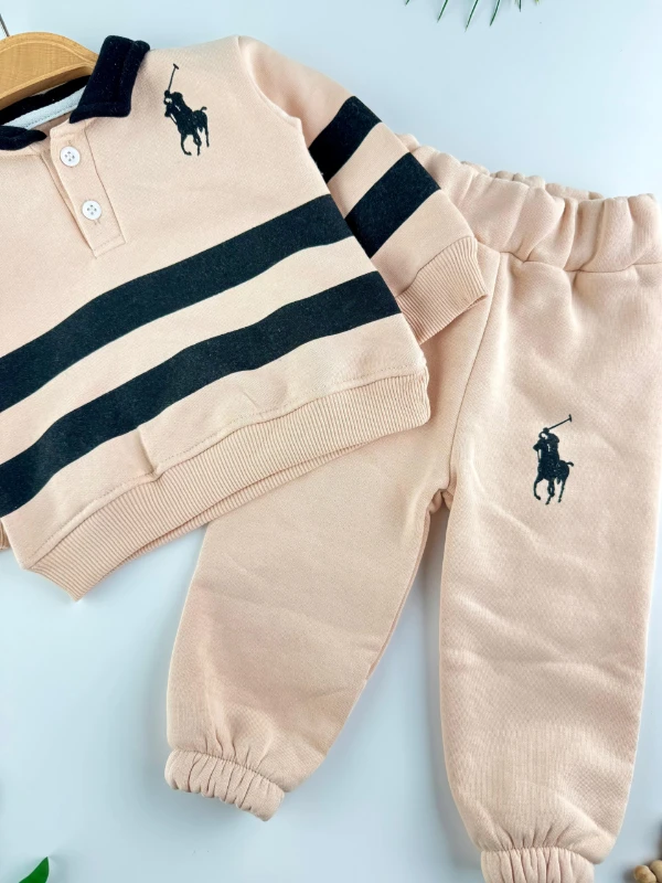 3 İp İçi Şardonlu Kışlık Marka Polo Yaka 2’li Erkek Bebek Takım - SÜTLÜ KAHVE