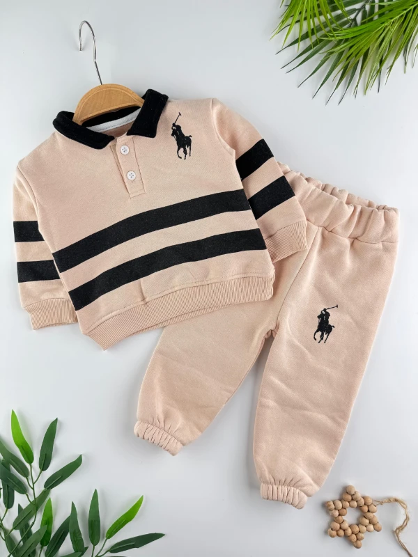 3 İp İçi Şardonlu Kışlık Marka Polo Yaka 2’li Erkek Bebek Takım - SÜTLÜ KAHVE