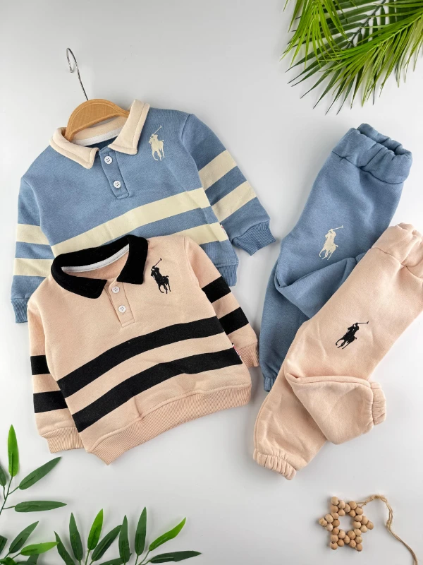 3 İp İçi Şardonlu Kışlık Marka Polo Yaka 2’li Erkek Bebek Takım - SÜTLÜ KAHVE