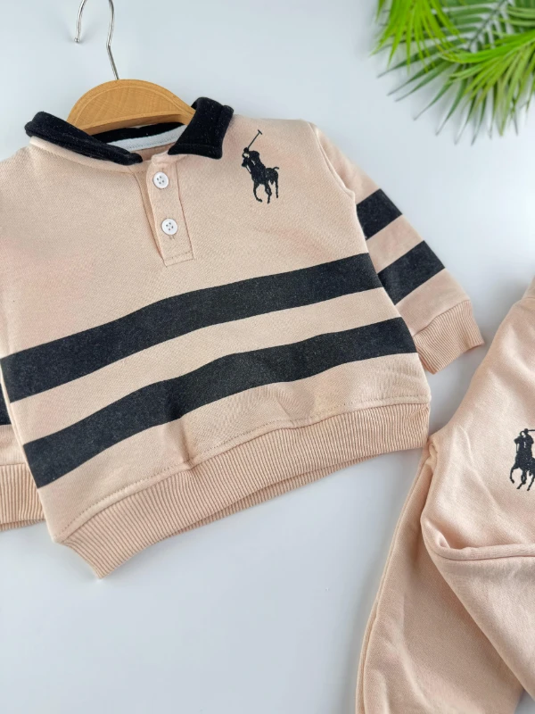 3 İp İçi Şardonlu Kışlık Marka Polo Yaka 2’li Erkek Bebek Takım - SÜTLÜ KAHVE