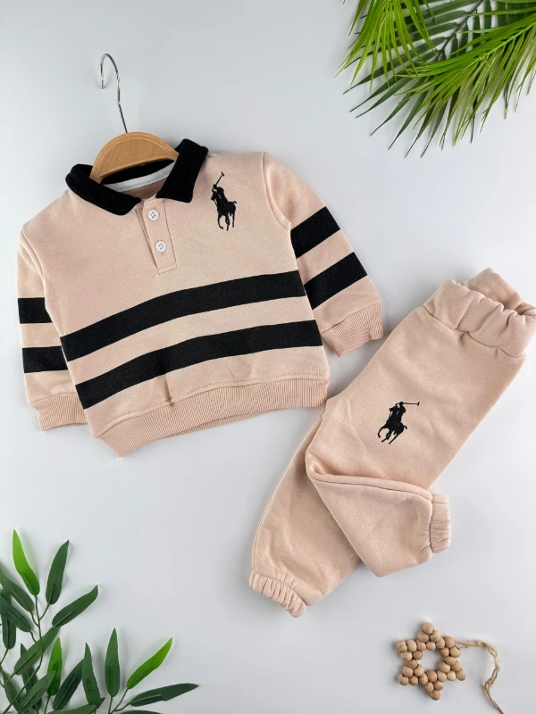 3 İp İçi Şardonlu Kışlık Marka Polo Yaka 2’li Erkek Bebek Takım - SÜTLÜ KAHVE