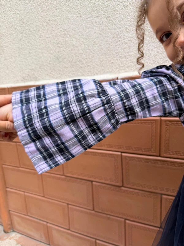  Kız Bebek Elbise Uzun Kollu Çantalı Doğum Günü Parti Düğün Özel Gün Abiye Kız Çocuk Elbise - MOR