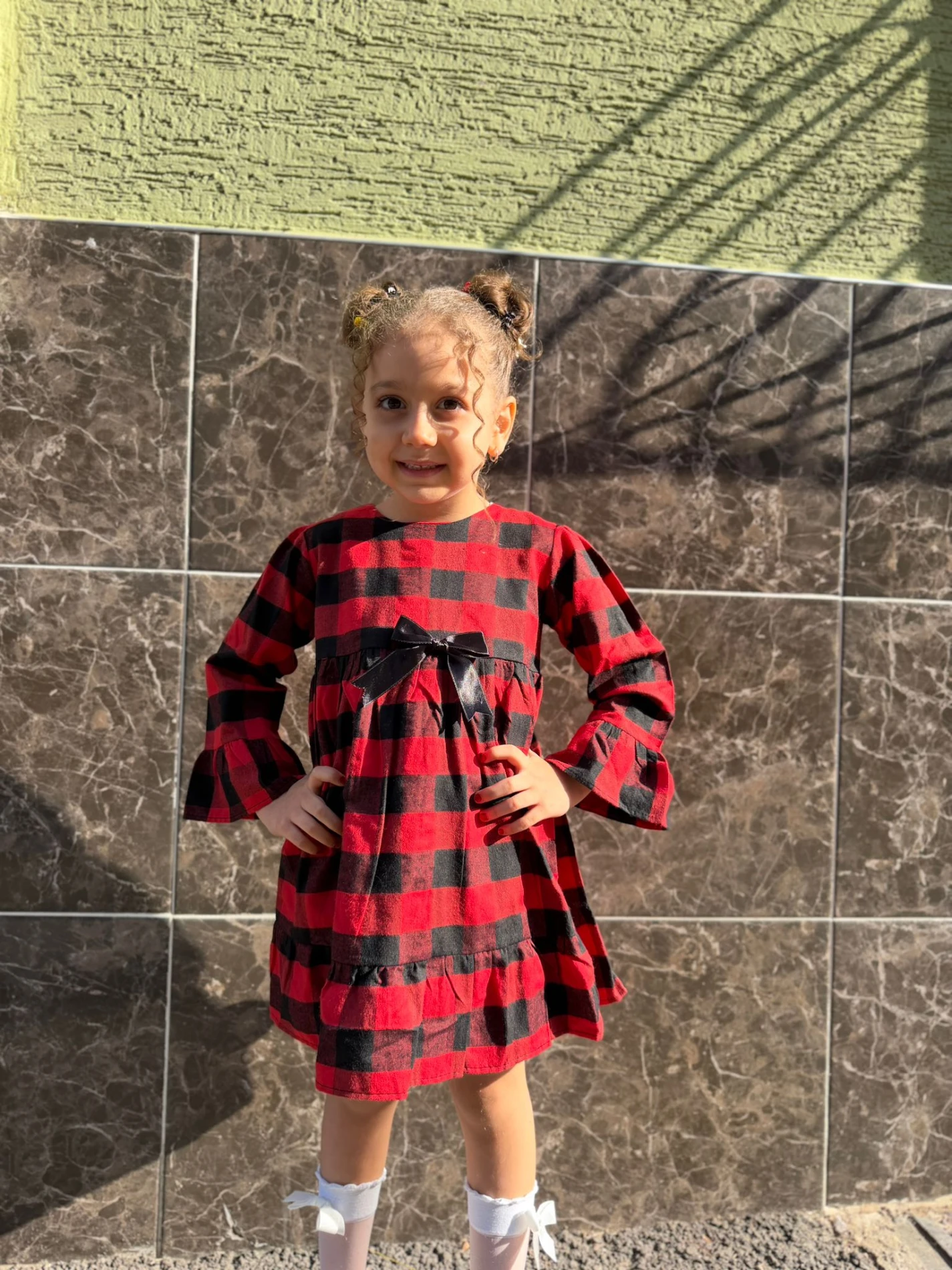  Kız Bebek Elbise Uzun Kollu Rahat Kalıp Doğum Günü Parti Düğün Özel Gün Abiye Kız Çocuk Elbise - KIRMIZI