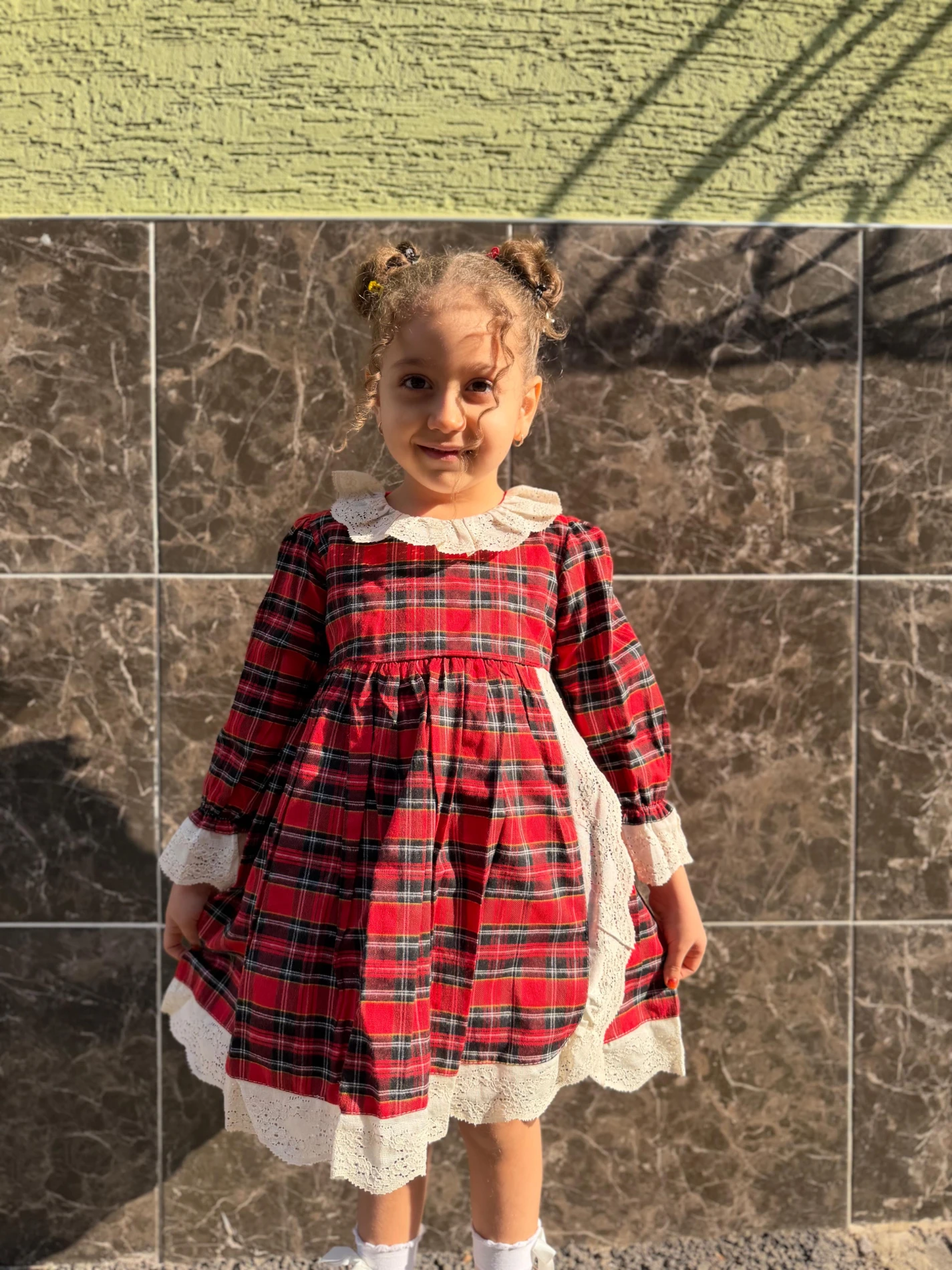  Kız Bebek Elbise Uzun Kollu Güpür Detaylı Doğum Günü Parti Düğün Özel Gün Abiye Kız Çocuk Elbise - KIRMIZI