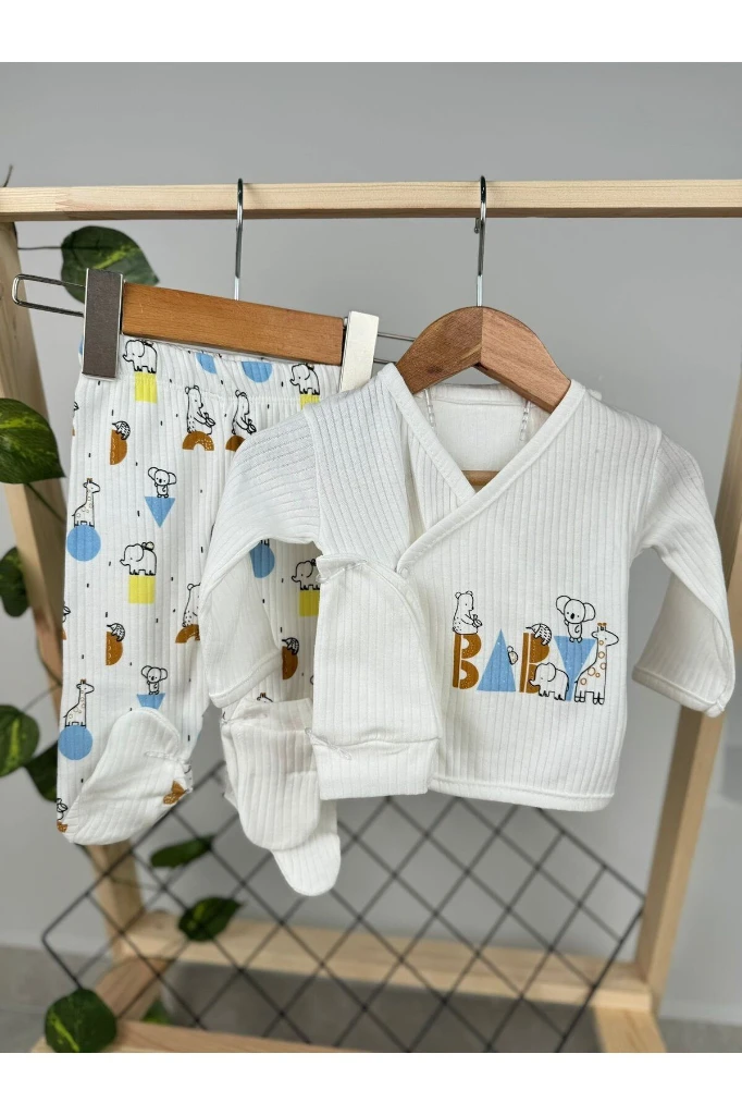 Baby Animal Desenli Yenidoğan 5'li Set - RENKLİ