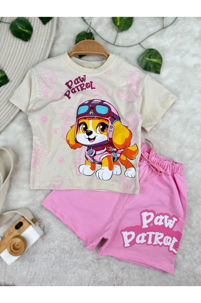 Paw Patrol Baskılı Yazlık Günlük Kız Bebek/Çocuk İkili Takım - PEMBE
