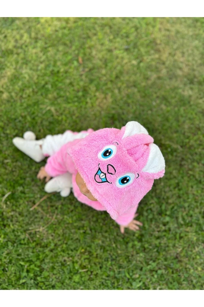 Peluş Fermuarlı Kışlık Tavşan Kız Bebek Uyku Tulumu - PEMBE-BEYAZ
