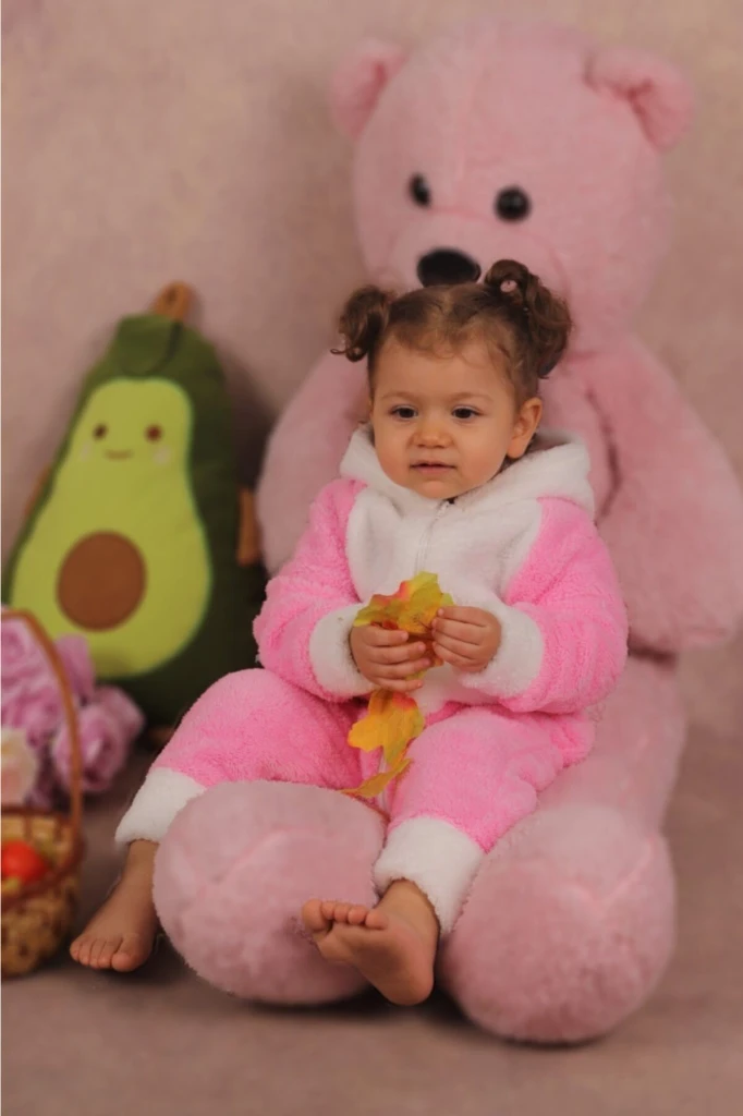 Welsoft Peluş Kız Fermuarlı Unicorn Bebek Uyku Tulumu - PEMBE BEYAZ