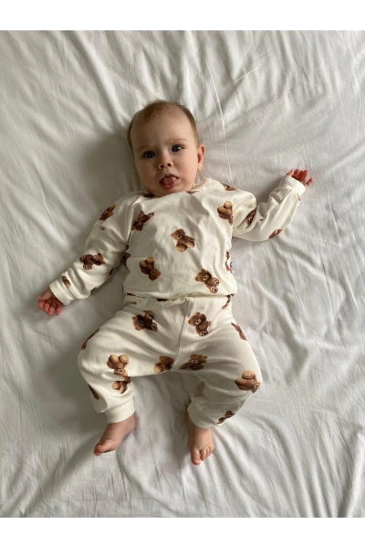 %100 Pamuk Mevsimlik Unisex Pinterest Takım - KAHVERENGİ