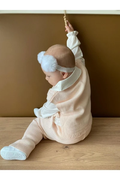 Amelia Süveterli Gömlekli 3'lü Triko Premium Kız Bebek Takım - YAVRUAĞZI