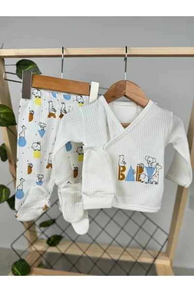 Baby Animal Desenli Yenidoğan 5'li Set - RENKLİ