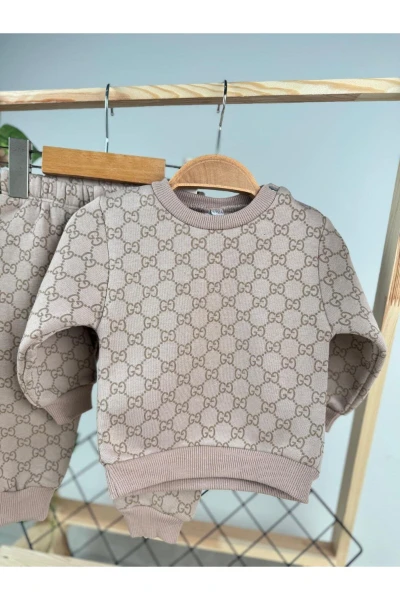 Baskılı 3 İp Unisex Kışlık Bebek/Çocuk İkili Takım - VİZON
