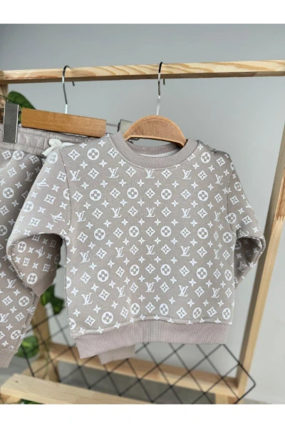 Baskılı 3 İp Unisex Kışlık Bebek/Çocuk İkili Takım - VİZON