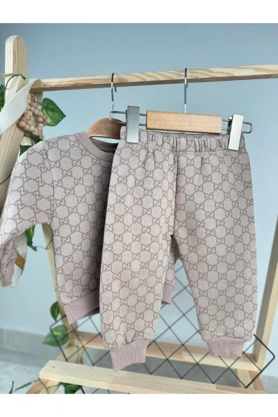 Baskılı 3 İp Unisex Kışlık Bebek/Çocuk İkili Takım - VİZON
