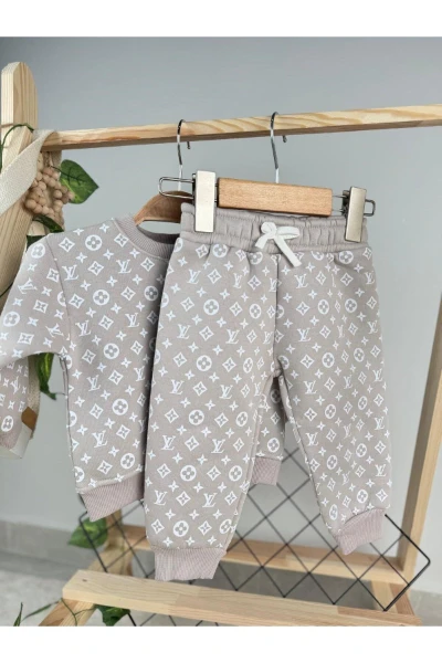 Baskılı 3 İp Unisex Kışlık Bebek/Çocuk İkili Takım - VİZON