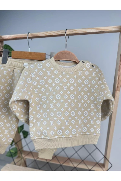 Baskılı 3 İp Unisex Kışlık Bebek/Çocuk İkili Takım - AÇIK SARI