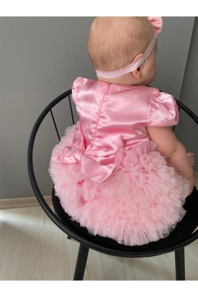 Bebek Çocuk Doğum Günü Parti Düğün Elbise Tütülü Astarlı Kız Bebek Giyim Çocuk Giyim - PEMBE