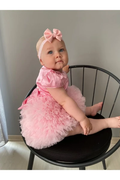 Bebek Çocuk Doğum Günü Parti Düğün Elbise Tütülü Astarlı Kız Bebek Giyim Çocuk Giyim - PEMBE