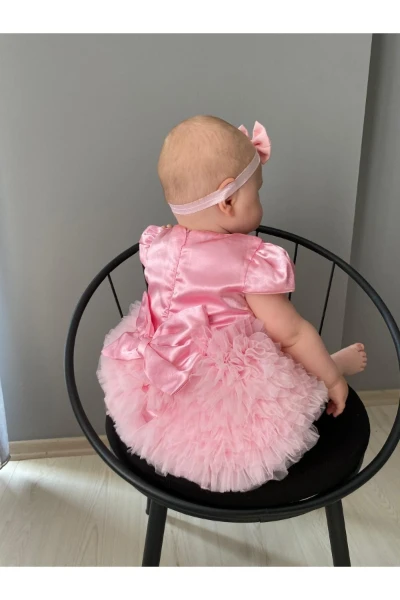 Bebek Çocuk Doğum Günü Parti Düğün Elbise Tütülü Astarlı Kız Bebek Giyim Çocuk Giyim - PEMBE