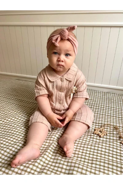 Cep Kapaklı Düğmeli Kız Bebek Tulum - GÜLKURUSU