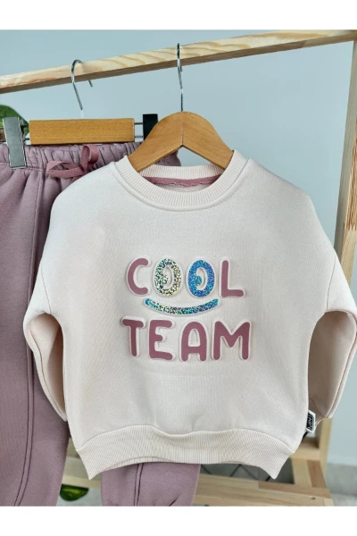 Cool Team Baskılı 3 İplik Kız Bebek/çocuk Kışlık İkili Takım - GÜLKURUSU