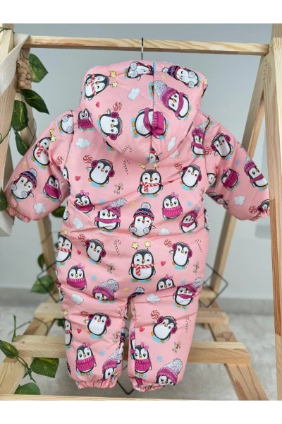 Desenli Kız Bebek Kışlık Fermuarlı Bebek Astronot Kozmonot Tulum Bebek Montu - YAVRUAĞZI