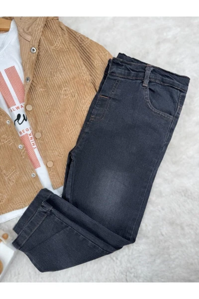 Kabartma Baskılı Ceketli Kot Pantolonlu Badili 3'lü Bayramlık Şık Premium Takım - KAHVERENGİ