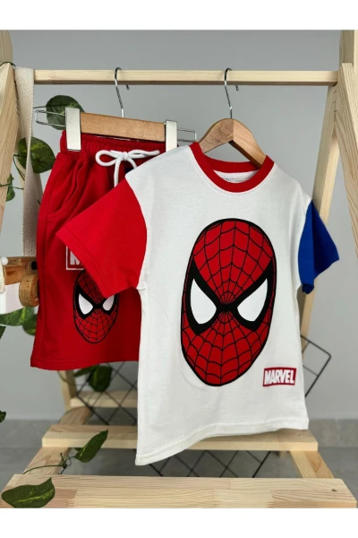 ÖRÜMCEK ADAM MARVEL YAZLIK ŞORTLU ERKEK İKİLİ TAKIM - KIRMIZI