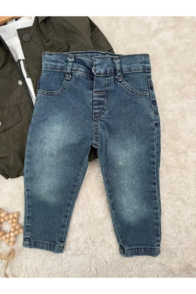 Padres Kapüşonlu Ceketli Badili Kot Pantolonlu Şık 3'lü Erkek Bebek/Çocuk Takım - YEŞİL