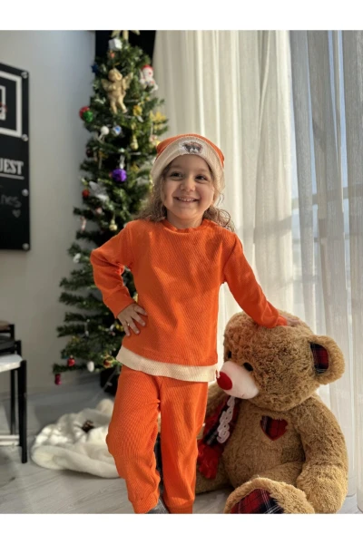 Pamuklu Bereli Bebek ve Çocuk 3'lü Takım - TURUNCU