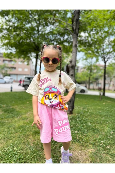 Paw Patrol Baskılı Yazlık Günlük Kız Bebek/Çocuk İkili Takım - PEMBE