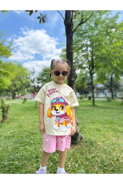 Paw Patrol Baskılı Yazlık Günlük Kız Bebek/Çocuk İkili Takım - PEMBE