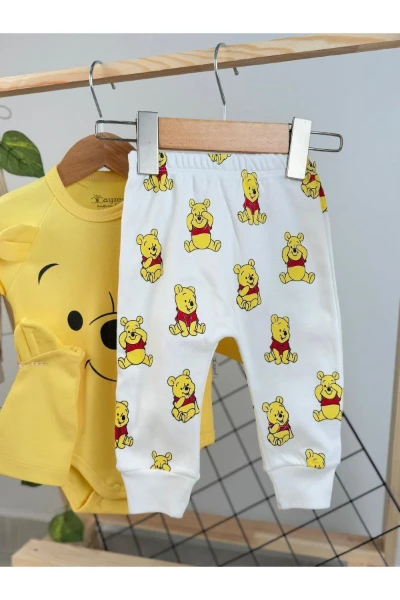 Pooh Baskılı Badili Şapkalı 3'lü Takım - SARI