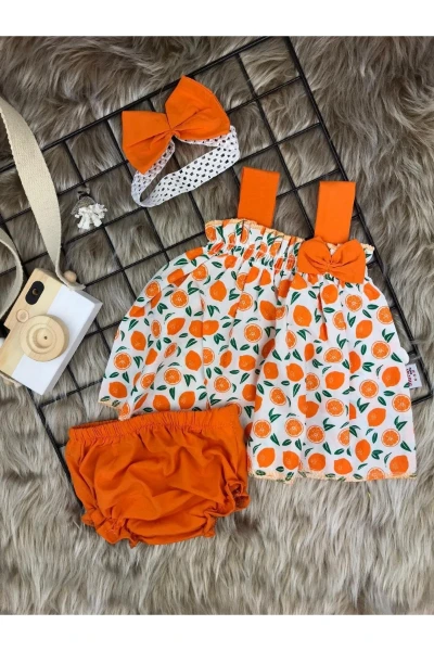 Portakal Baskılı Bandanalı Askılı 2'li Takım - TURUNCU
