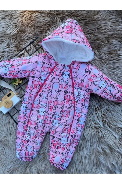Tavşan Desenli Kız Bebek Kozmonot Tulum - NARÇİÇEĞİ