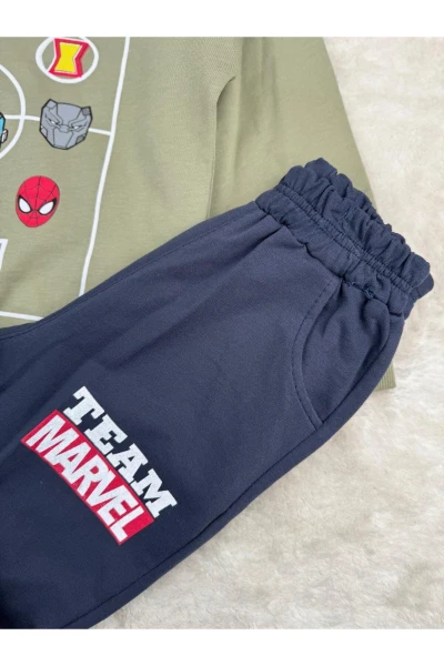 Team Karakter Baskılı Marvel 2 İplik Mevsimlik Erkek Çocuk İkili Takım - YEŞİL